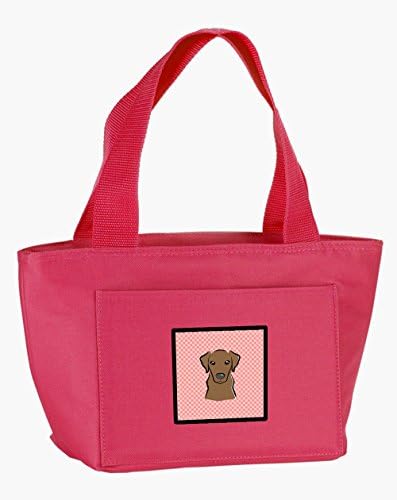 Caroline Kincsek BB1234PK-8808 Kockás Rózsaszín Csoki Labrador Ebéd Bag, Szigetelt Újrafelhasználható