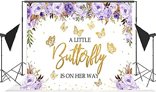 Lofaris Egy Kis Pillangó Úton A Háttérben Lila Akvarell Virág Arany Pillangó Baba Zuhany Háttér Hercegnő