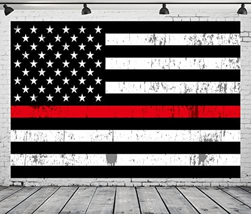 BELECO 20x10ft Szövet Piros Vonal Tűzoltó Amerikai Zászlók Fotózás Hátteret tűzoltóság Háttérrel Tűzoltó