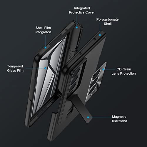 LEIAU Galaxy Z Szeres 3-Ügyben [Teljes Fedél Csuklópánt Védelem] Slim Telefon Esetében, Beépített képernyővédő