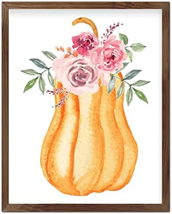 COCOKEN Narancssárga Sütőtök Hálaadás Fából készült Emléktábla a Keret Tök Jel Fa Keretes 16 x 20 Elegáns