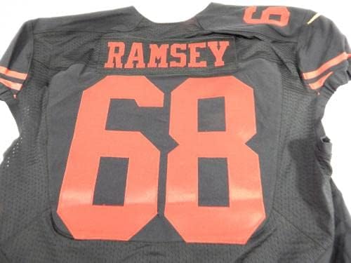 -ban a San Francisco 49ers Kaleb Ramsey 68 Játék Kibocsátott Fekete Jersey Szín Rush 0 - Aláíratlan