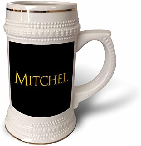 3dRose Mitchel közös kisfiú neve az USA-ban. Sárga, fekete. - 22oz Stein Bögre (stn_355720_1)