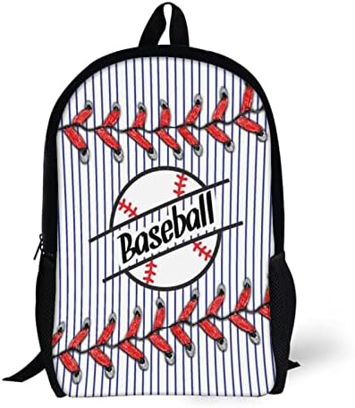 17 Hüvelyk Baseball Hátizsák Piros Varrás Baseball Hátizsák Könnyű, Vízálló Laptop Hátizsák Alkalmi Iskola