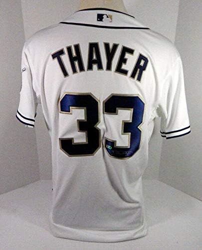 2015 San Diego Padres Dale Thayer 33 Játék Kiadott, Aláírt Fehér Jersey 922 - Játék Használt MLB Mezek
