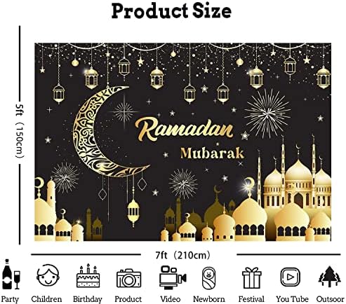 Ramadán Mubarak Hátteret Iszlám Muszlim Eid Mubarak Ramadan Kareem Eid Al-Fitr Háttér Fekete-Arany Lámpás,