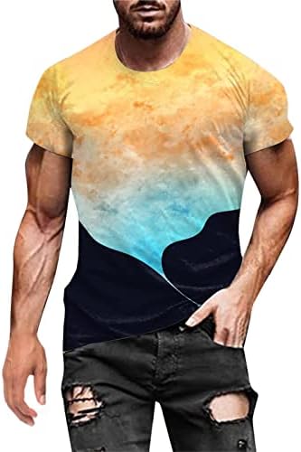 Vicces Pólók a Férfiak számára, a Férfi 3D Grafikus Póló Újszerű Szín Blokk Blúzok a Fiúk Slim Fit Elegáns