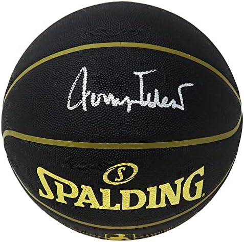 Jerry West Aláírt Spalding Magasság Fekete NBA Kosárlabda - Dedikált Kosárlabda