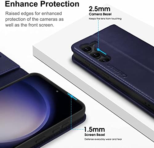 Caislean Samsung Galaxy S23 Tárca Esetben Kártya Tulajdonosai-Prémium Bőr RFID-Blokkoló Fedél [Ütésálló